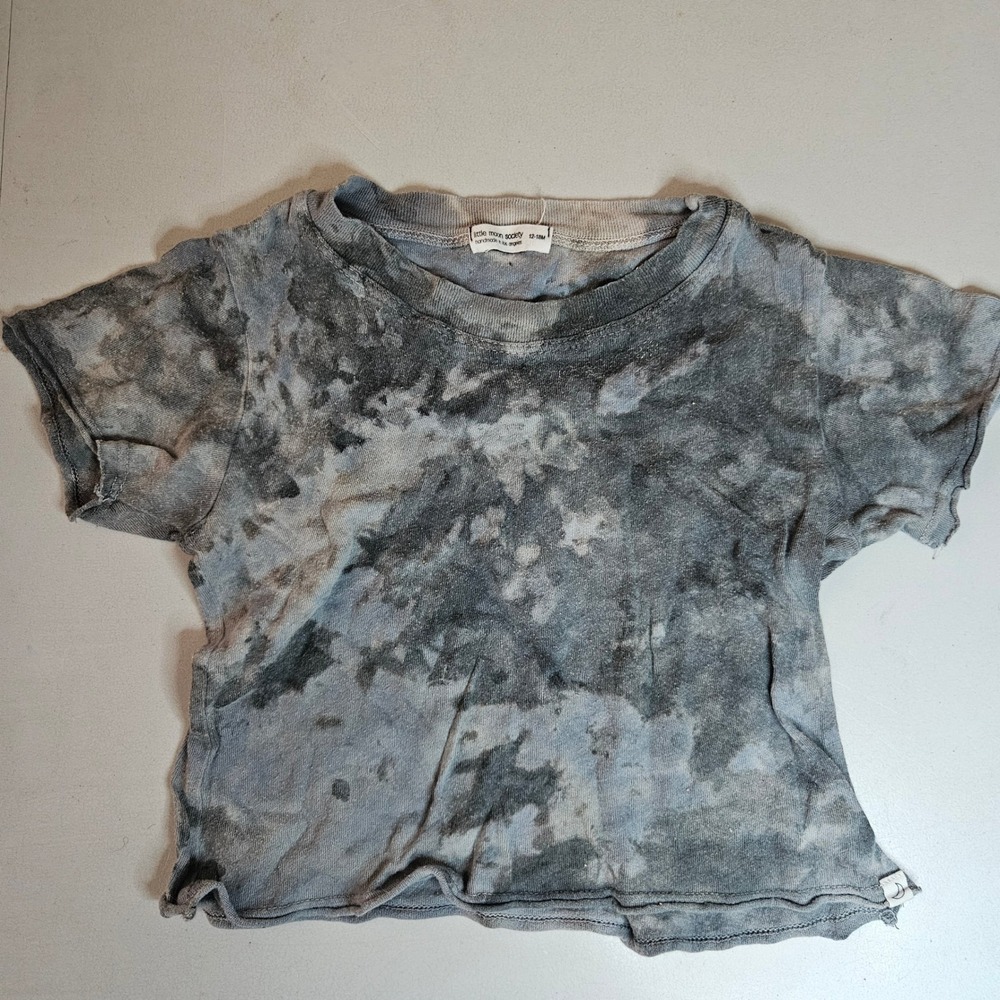 Little Moon Society Tie Dye T-Shirt Grey Blue Cotton Handmade 12-18M